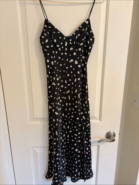 Hello Molly Black and White Spotted Midi Slip Dress